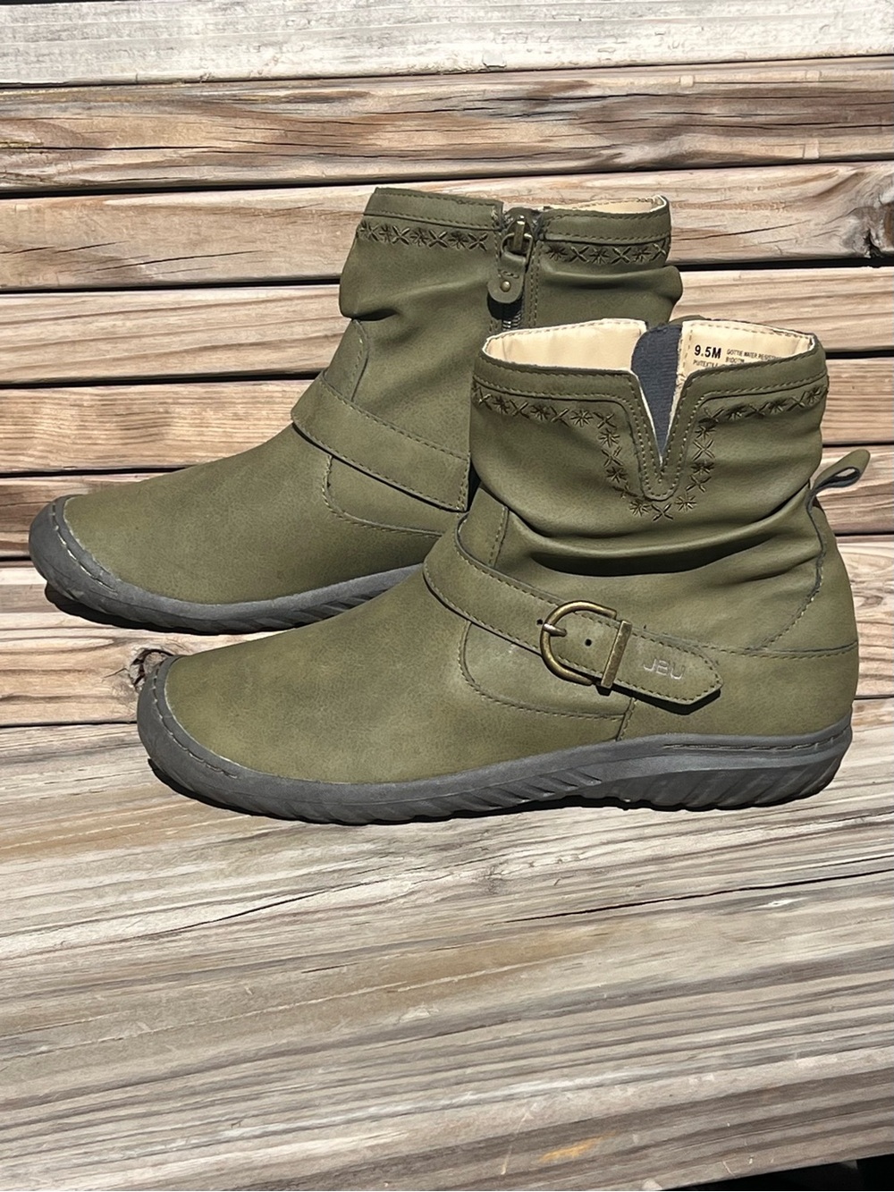 •JBU 9.5 Dottie Olive Memory Foam Slouch Booties! EUC!